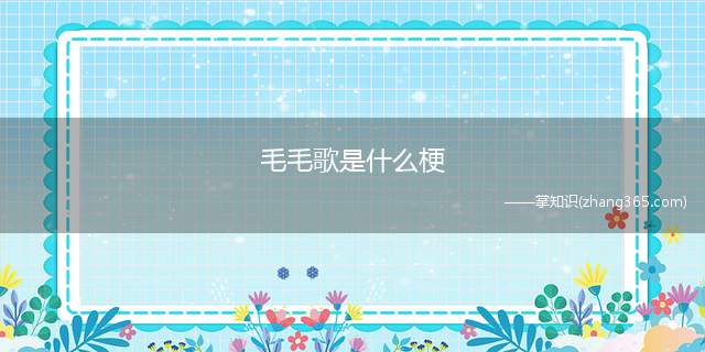毛毛歌是什么梗(毛毛歌梗意思、含义、出处介绍)