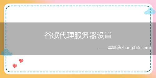 谷歌代理服务器设置(谷歌代理服务器设置的方法)