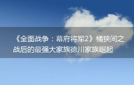《全面战争:幕府将军2》桶狭间之战后的最强大家族德川家族崛起