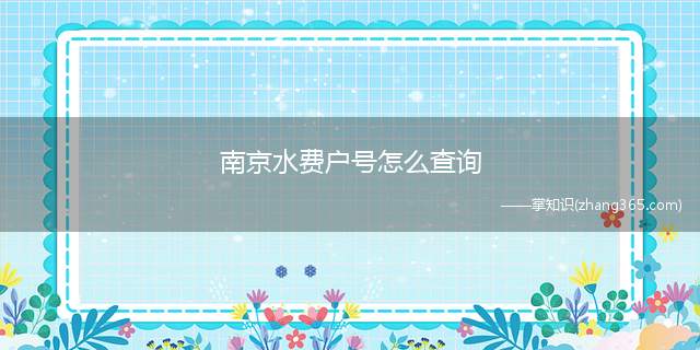 南京水费户号怎么查询(南京水费发票怎么打印)