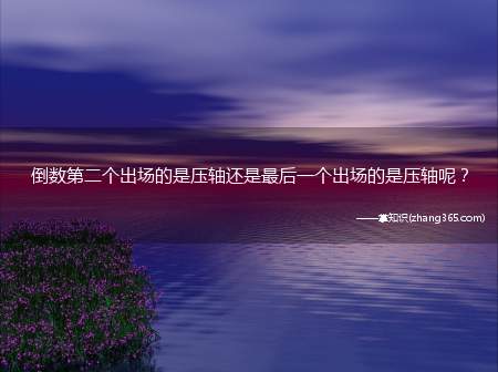 倒数第二个出场的是压轴还是最后一个出场的是压轴呢?