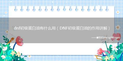 dnf初级蛋白油有什么用（DNF初级蛋白油的作用讲解）