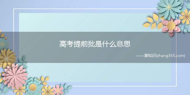 高考提前批是什么意思