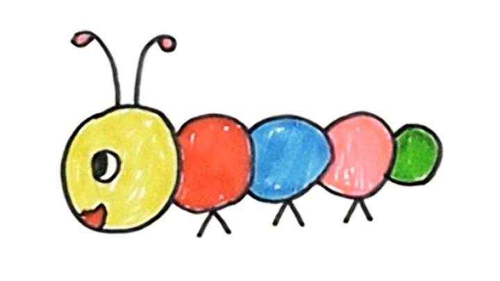 毛毛虫简笔画怎么画(我们先画一个大圆做毛毛虫的脑袋)