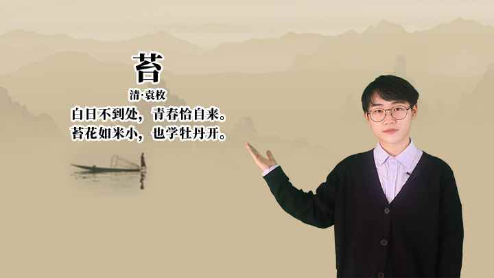 袁枚《苔》讲解、赏析(苔花如米小,也学牡丹开)