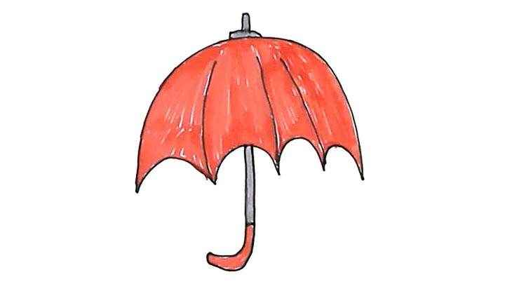 雨伞简笔画怎么画(我们先画一个大的半圆连接成波浪线组成伞身)