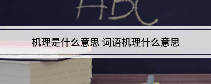 机理是什么意思 词语机理什么意思