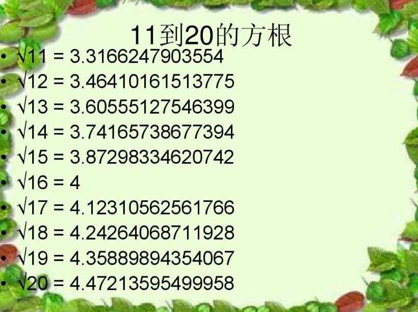 平方根口诀是什么