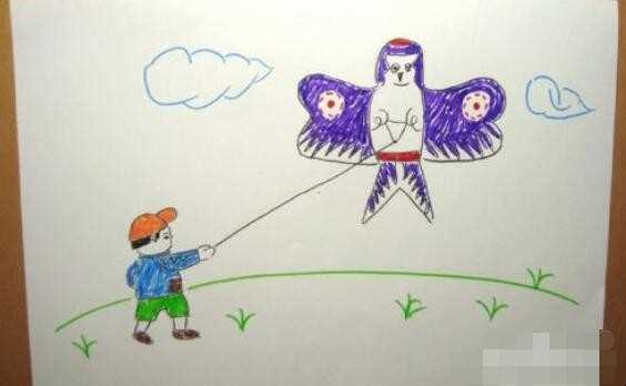 春季小孩放风筝简笔画怎么画