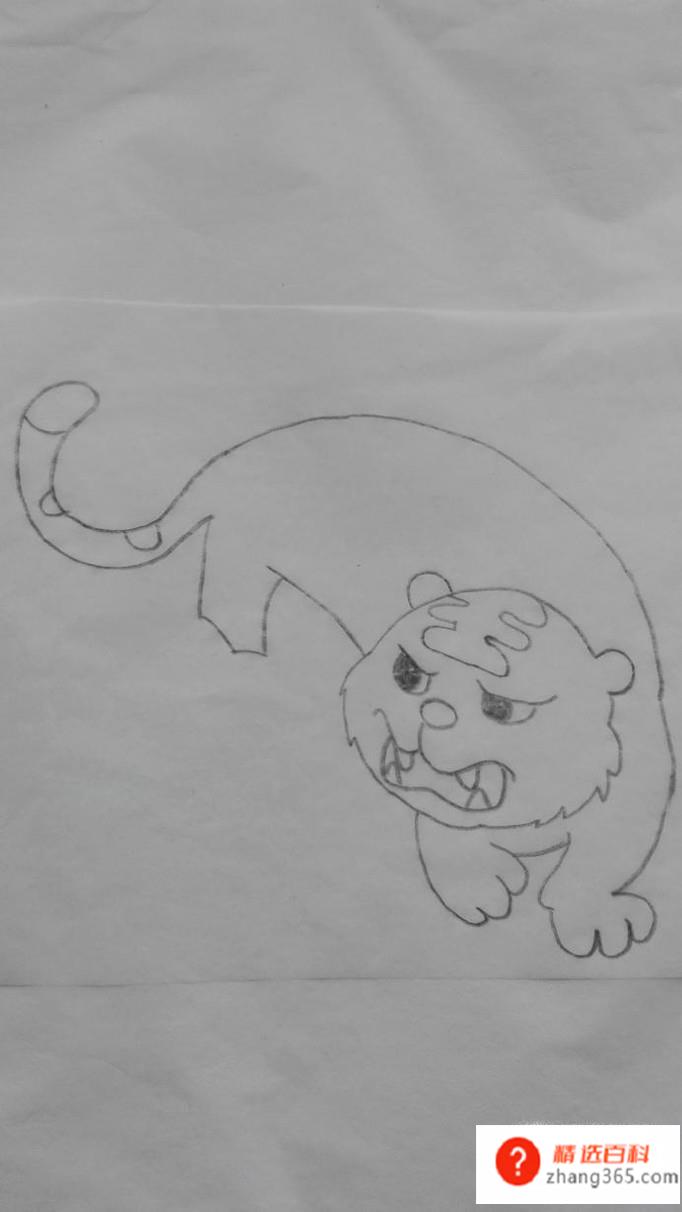 怎么画卡通虎简笔画步骤图(曲线画出老虎的操作方法)