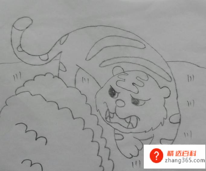 怎么画卡通虎简笔画步骤图(曲线画出老虎的操作方法)