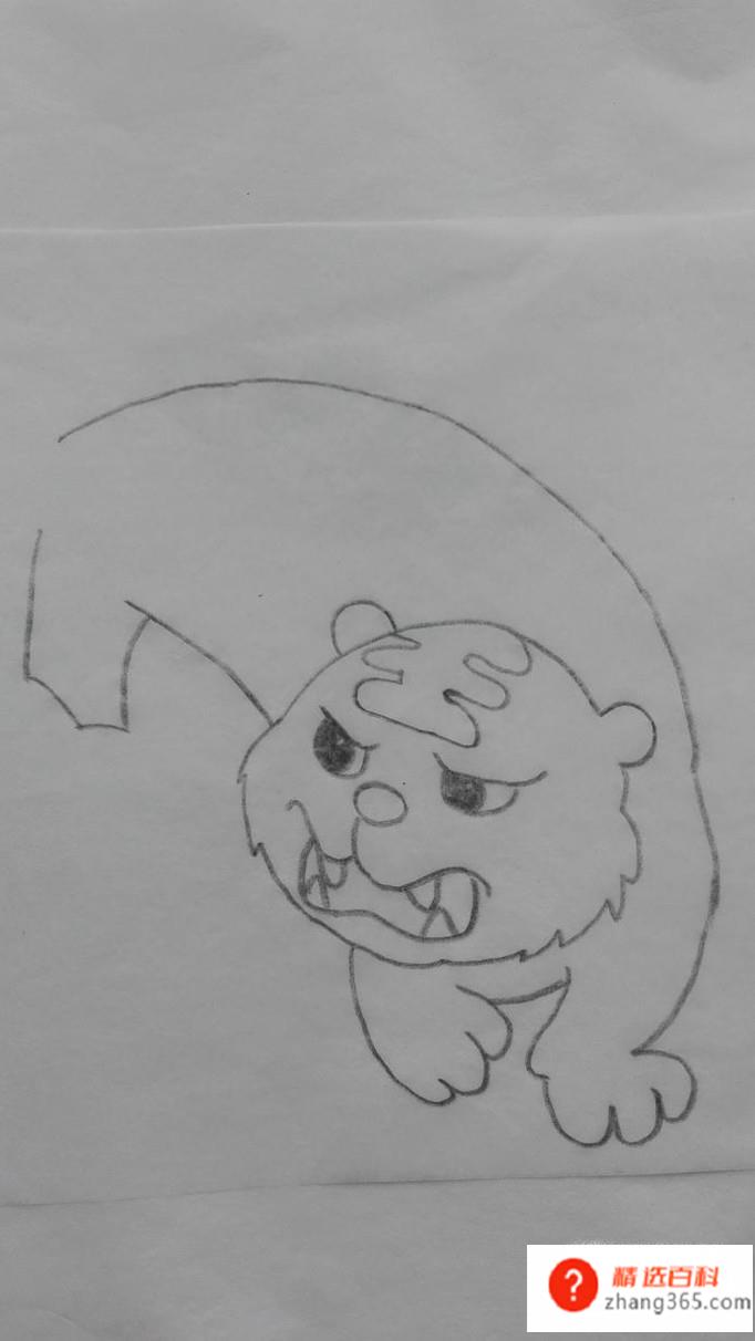 怎么画卡通虎简笔画步骤图(曲线画出老虎的操作方法)